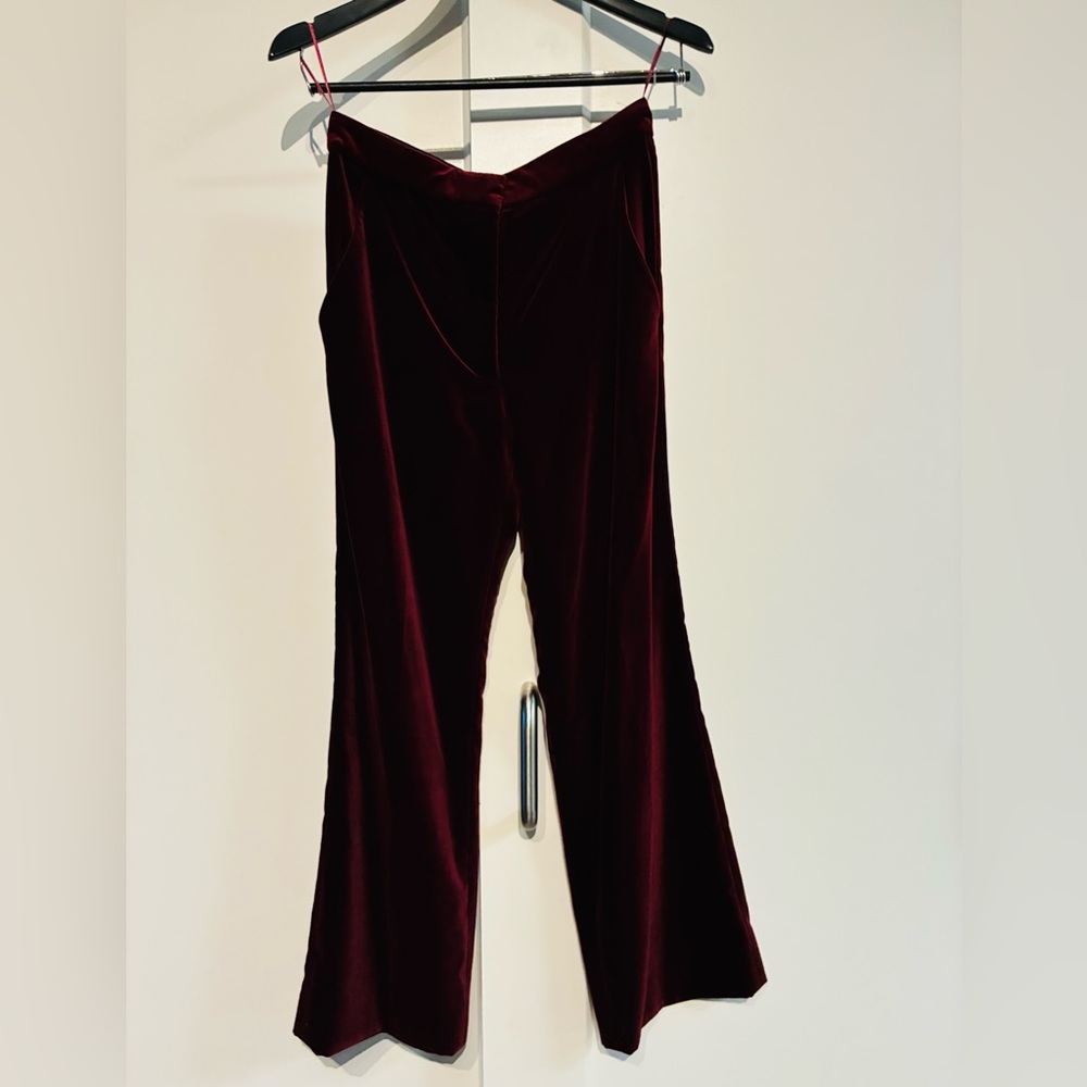 Stella McCartney 🍷 IT36 XS Burgundy Velvet Wide-Leg Pants Flared